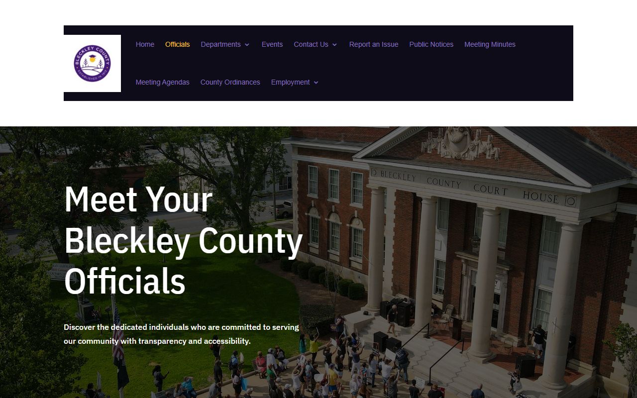Bleckley County officials page showing Sheriff Daniel Cape contact information